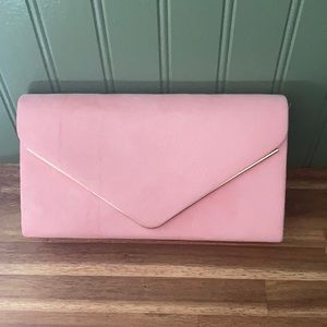 Pink Suede Clutch